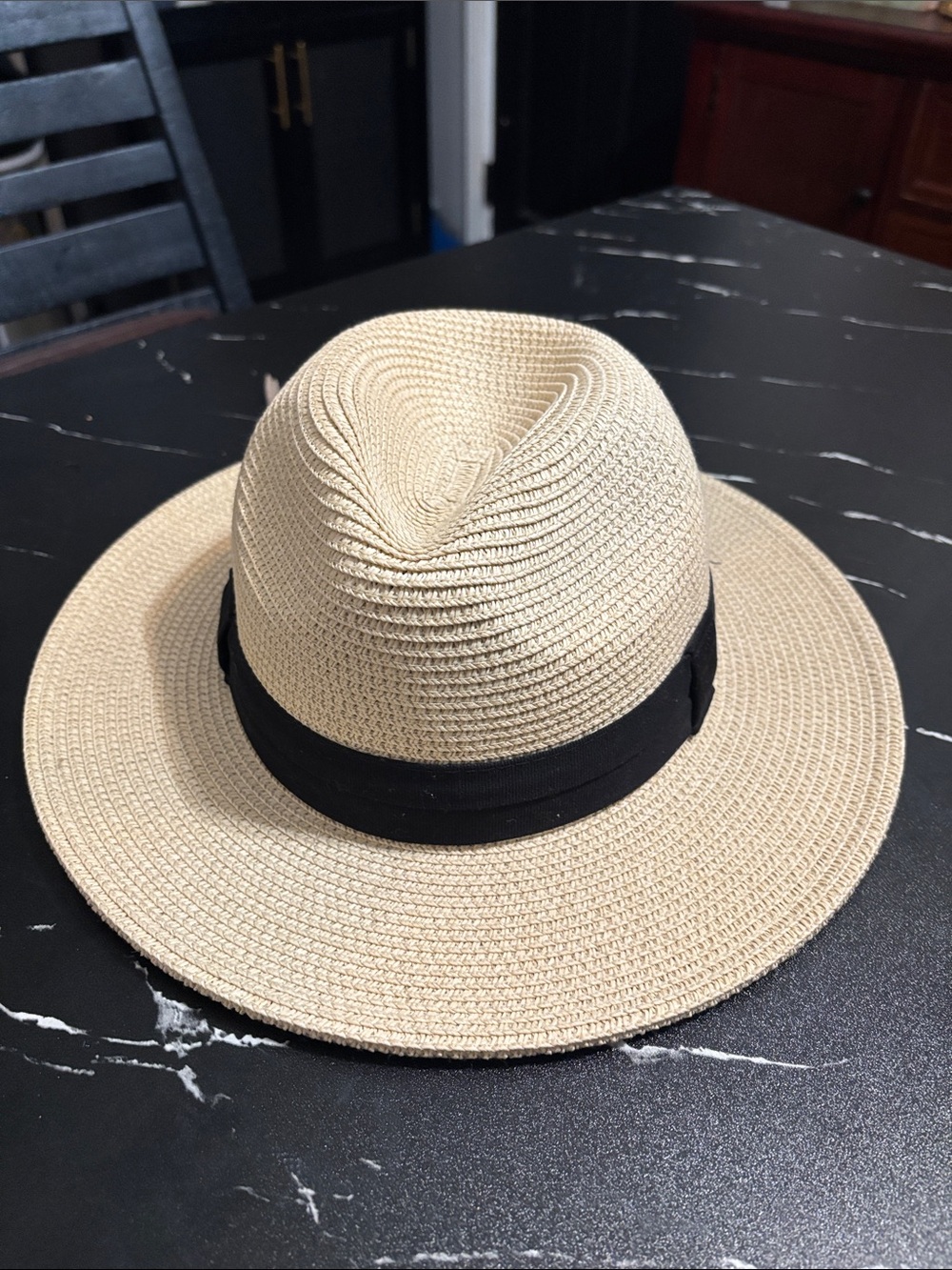 Solar Escape Cream Straw Sun Hat with Black Band